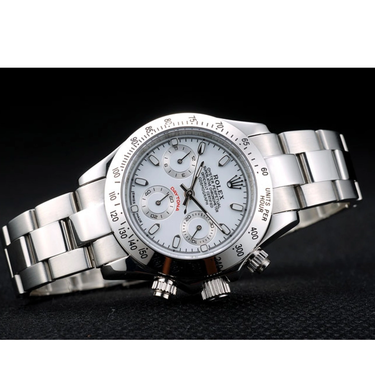 Aaa replica Daytona Dial Case Stainless Rolex Tachymeter Steel White Lady 0527